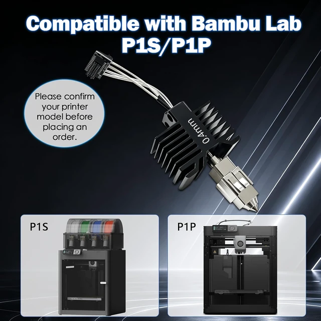 Alt view image 7 of 7 - 3 PCS P1S/P1P 0.4MM Upgraded Integrated Hotend Kit with Hardened Steel Nozzle