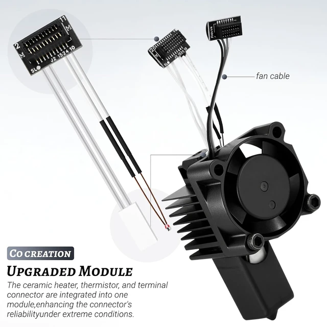 Alt view image 5 of 7 - P1P/P1S Complete Hotend Kit Full Assembly for Bamboo Lab P1 Series with 0.4mm Hardened-Steel Nozzle, Ceramic Heater, Thermistor & Fan