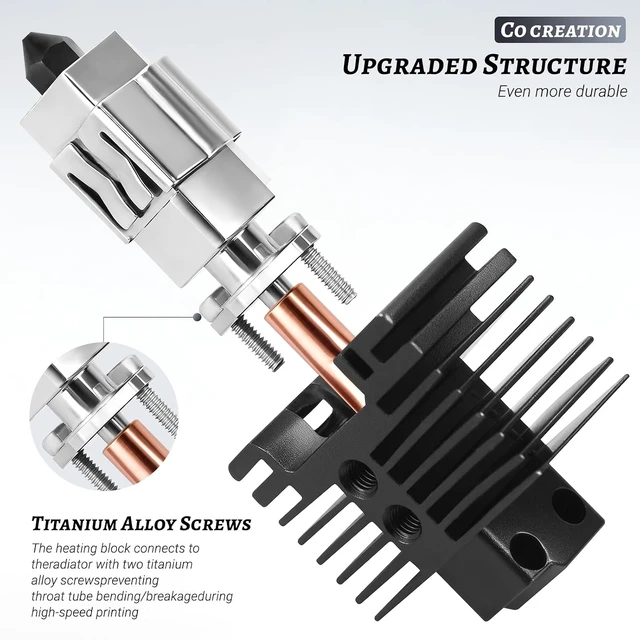 Alt view image 6 of 7 - P1P/P1S Complete Hotend Kit Full Assembly for Bamboo Lab P1 Series with 0.4mm Hardened-Steel Nozzle, Ceramic Heater, Thermistor & Fan