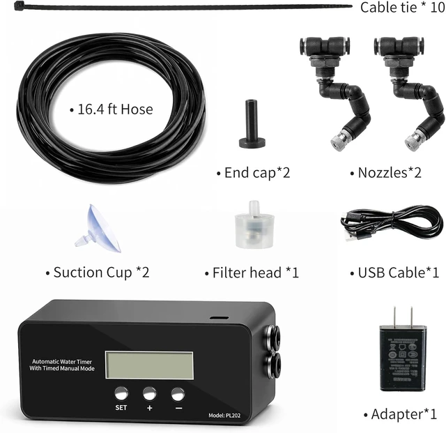 Alt view image 5 of 7 - Reptile Misting System Automatic Timer Sprayer with LCD Controller & Self-Priming Pump, Fine Rainforest Mist for Terrarium, Chameleon, Gecko & Snake