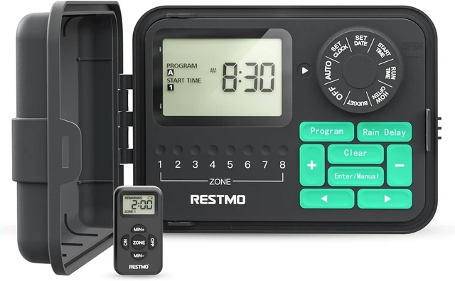Main image of 8-Station Swing Panel Sprinkler System Timer with Remote Control
