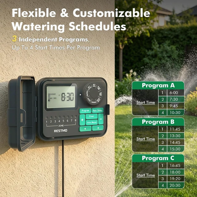 Alt view image 3 of 7 - 8-Station Swing Panel Sprinkler System Timer with Remote Control