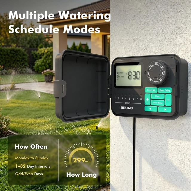 Alt view image 4 of 7 - 8-Station Swing Panel Sprinkler System Timer with Remote Control