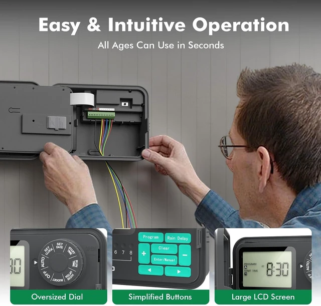 Alt view image 6 of 7 - 8-Station Swing Panel Sprinkler System Timer with Remote Control