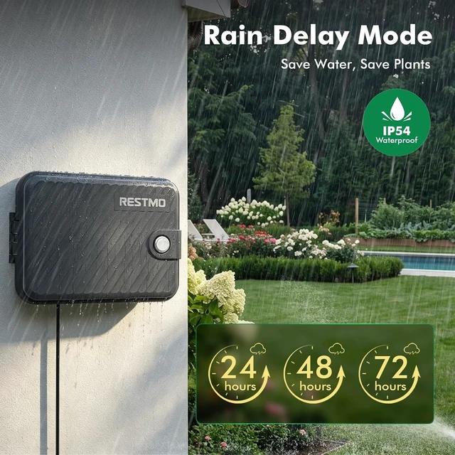 Alt view image 7 of 7 - 8-Station Swing Panel Sprinkler System Timer with Remote Control