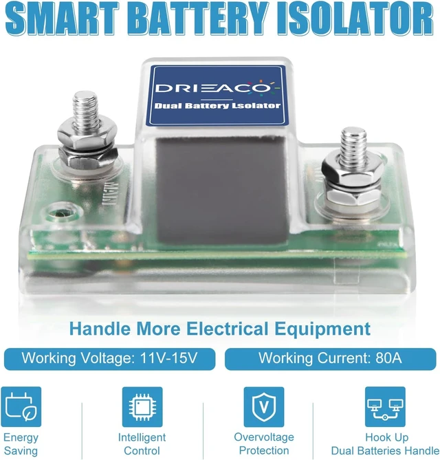 Alt view image 3 of 7 - 12V Universal Smart Dual Battery Isolator Kit Fits UTV, ATV, RV, Car, Motorcycle, Boat, Golf Cart, Can-Am, Polaris, Jeep, Truck & Tractor