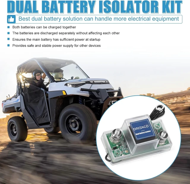 Alt view image 2 of 7 - 12V Universal Smart Dual Battery Isolator Kit Fits UTV, ATV, RV, Car, Motorcycle, Boat, Golf Cart, Can-Am, Polaris, Jeep, Truck & Tractor