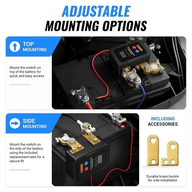 Alt view image 6 of 7 - 12V/24V 240A Remote Battery Disconnect Switch Smart Voltage Car Kill Switch Anti-Theft with Flame-Retardant Casing & Drain Prevention for Auto, RV & Truck