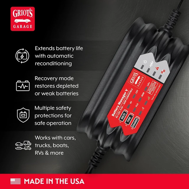 Alt view image 3 of 6 - Battery Manager V Car Charger Maintainer for Trucks, RVs, Motorcycles, Boats & Generators 6/12-Volt Batteries, 92232