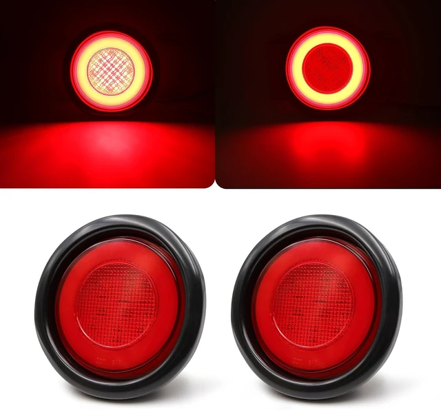 Alt view image 6 of 7 - 4-Inch Round LED Trailer Tail Lights with Halo Brake/Turn/Tail/Running/Stop Light, DOT Approved & IP67 Waterproof for Trucks, RVs & Boats (2PCS 64 Red LED)