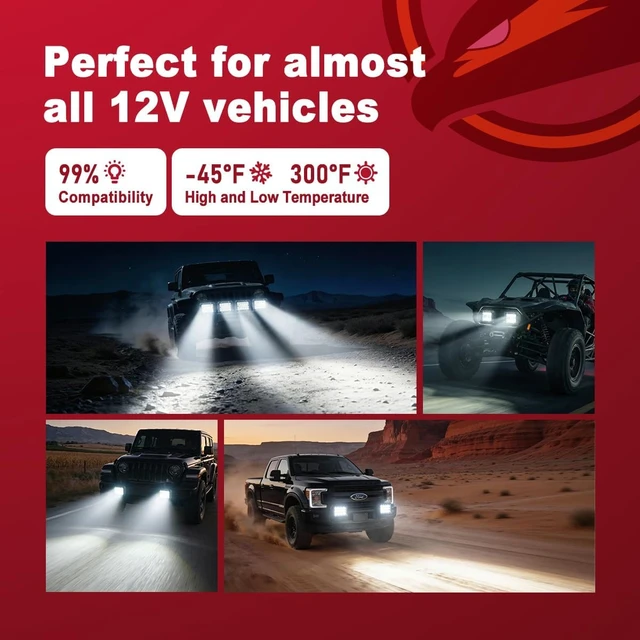 Alt view image 6 of 6 - 2PCS 4-Inch 30,000LM LED Light Pod Bar 2026 Japanese Chips, Spot/Flood Combo Beam for Off-Road Driving & Fog, IP68 Waterproof with 12V Wiring Harness, for Truck/ATV/UTV/SUV