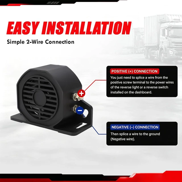 Alt view image 7 of 7 - DC 12V-48V 110dB Backup Alarm IP67 Waterproof Super-Loud Beeper Tone