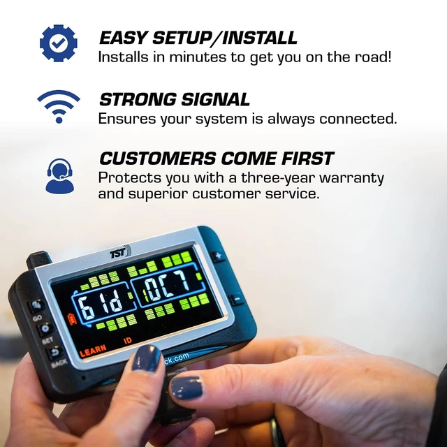Alt view image 4 of 7 - TST 507 Series Full-Color TPMS Monitor for RVs, Campers & Trailers Compatible with TST 507 TPMS Kits & Sensors (Display Monitor Only)
