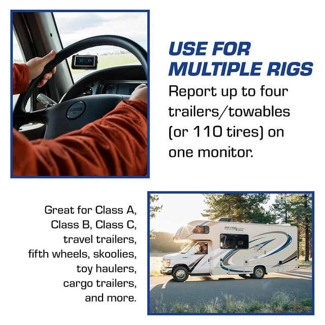 Alt view image 3 of 7 - TST 507 Series Full-Color TPMS Monitor for RVs, Campers & Trailers Compatible with TST 507 TPMS Kits & Sensors (Display Monitor Only)