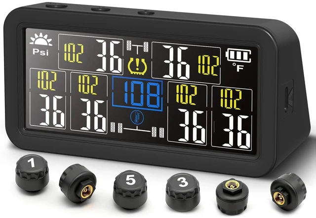 Main image of 6-Wheel RV TPMS Tire Pressure Monitoring System with 4" LCD