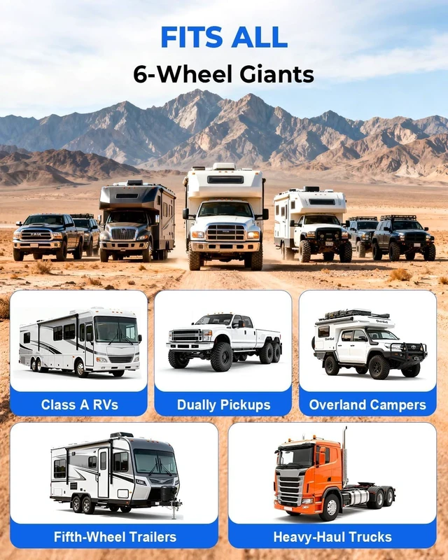 Alt view image 6 of 7 - 6-Wheel RV TPMS Tire Pressure Monitoring System with 4" LCD