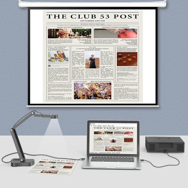 Alt view image 4 of 7 - 8MP USB Document Camera with Auto Focus, LED Light, Image Reversal & Built-in Mic for Mac OS, Windows & Chromebook Distance Learning, Remote Teaching & Web Conferencing