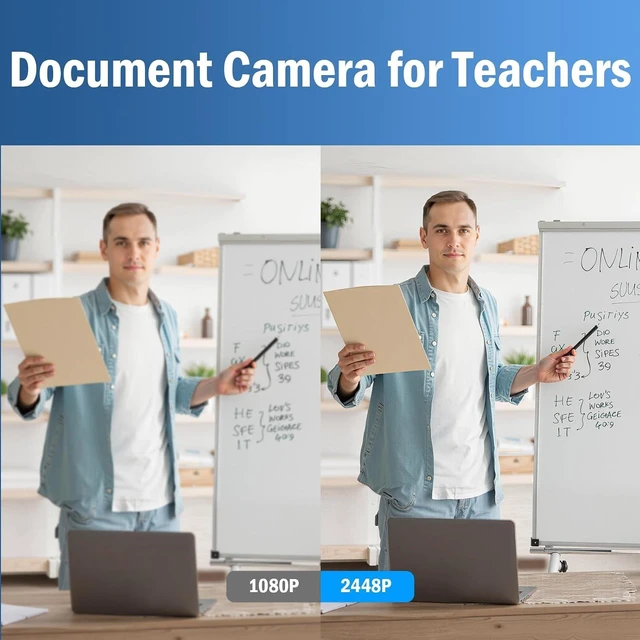 Alt view image 5 of 7 - 8MP USB Document Camera with Auto Focus, LED Light, Image Reversal & Built-in Mic for Mac OS, Windows & Chromebook Distance Learning, Remote Teaching & Web Conferencing