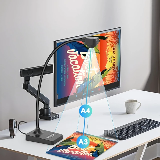 Alt view image 4 of 6 - USB Document Camera Visualizer for Teachers Manual Focus Webcam with Mic
