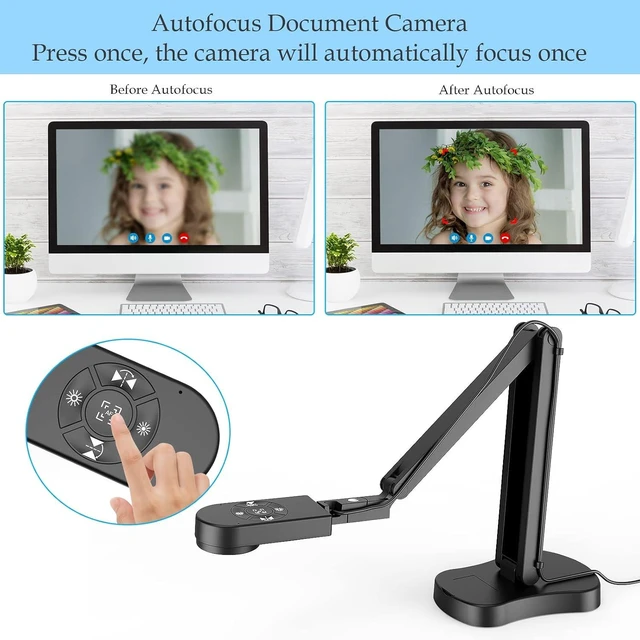 Alt view image 5 of 7 - 8MP USB Document Camera for Teachers & Classroom A3/A4 Size with Dual Mic, 3-Level LED Light & Up/Down/Left/Right Image Inversion for Distance Teaching
