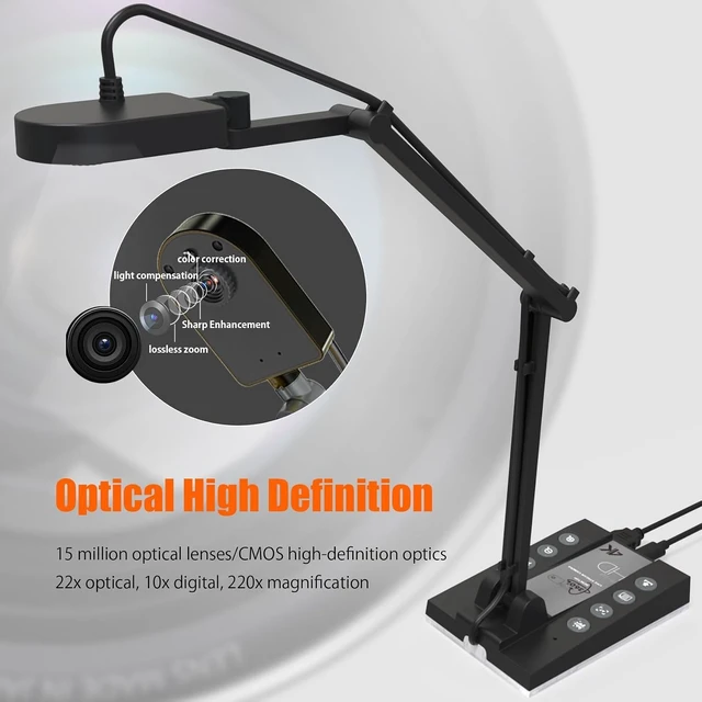 Alt view image 4 of 5 - 15MP HDIM/USB-C Document Camera for Teachers Remote Learning & Classroom Presentations with Multi-Angle Rotation & LED Light for Online Teaching & Art Classes