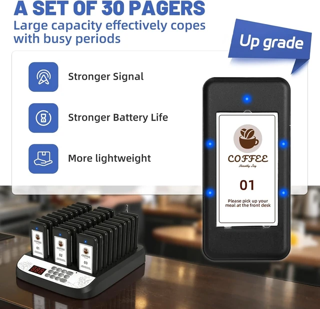 Alt view image 2 of 7 - Restaurant Pager System with 30 Buzzers