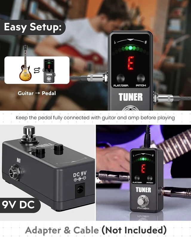 Alt view image 2 of 7 - Guitar Tuner Pedal Fast, Accurate Chromatic Tuner with True Bypass