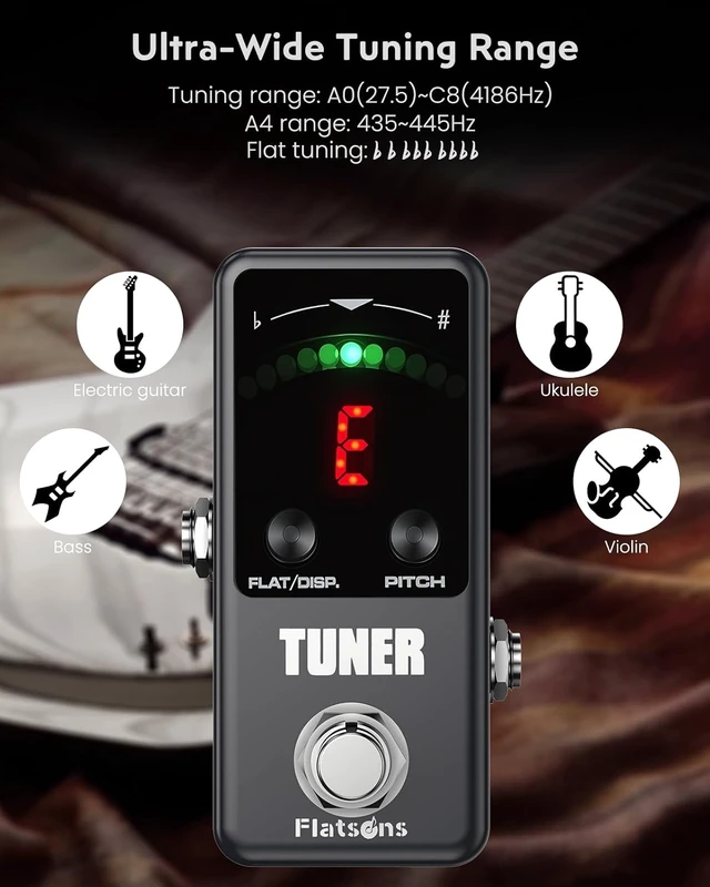 Alt view image 7 of 7 - Guitar Tuner Pedal Fast, Accurate Chromatic Tuner with True Bypass