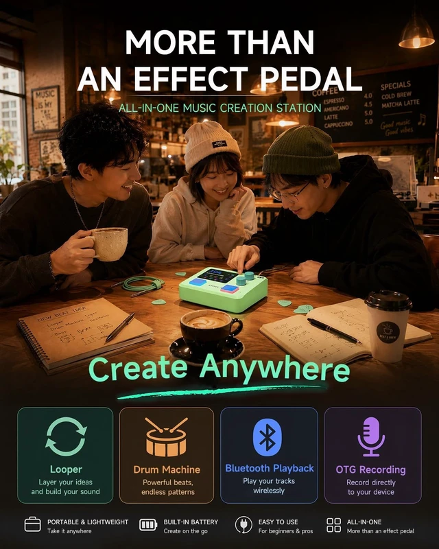 Alt view image 4 of 7 - AME-100 Guitar Multi-Effects Processor with AI Tone Companion 147 Effects, IR & ADT Support, Dynamic Effects Chain, APP & Battery Powered for Practice, Recording & Livestreaming
