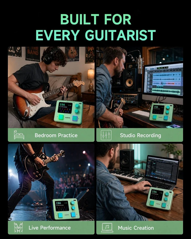 Alt view image 5 of 7 - AME-100 Guitar Multi-Effects Processor with AI Tone Companion 147 Effects, IR & ADT Support, Dynamic Effects Chain, APP & Battery Powered for Practice, Recording & Livestreaming