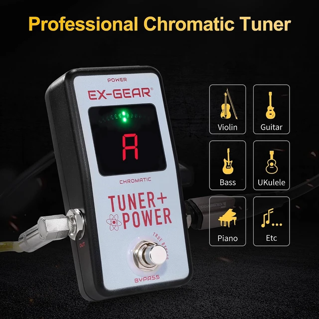 Alt view image 4 of 7 - EX-GEAR 2-in-1 Guitar Tuner & Power Supply Distributor Pedal Pro Chromatic Tuner with 9-Port Noise-Free Power Supply, Magnetic Mount & True Bypass