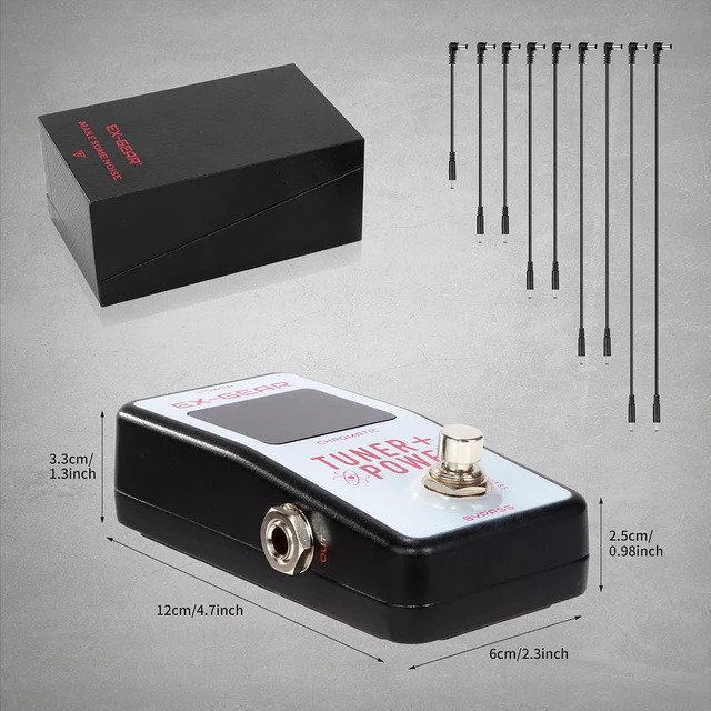 Alt view image 7 of 7 - EX-GEAR 2-in-1 Guitar Tuner & Power Supply Distributor Pedal Pro Chromatic Tuner with 9-Port Noise-Free Power Supply, Magnetic Mount & True Bypass