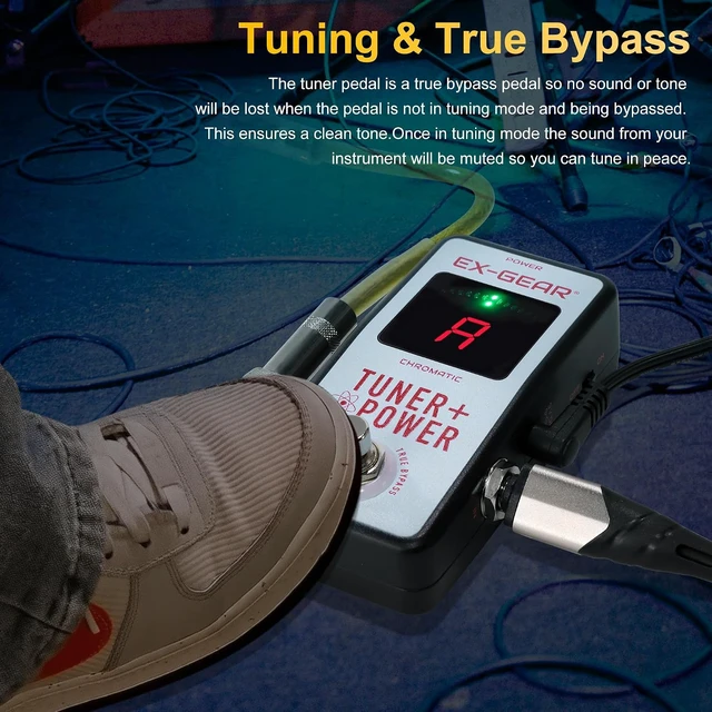 Alt view image 6 of 7 - EX-GEAR 2-in-1 Guitar Tuner & Power Supply Distributor Pedal Pro Chromatic Tuner with 9-Port Noise-Free Power Supply, Magnetic Mount & True Bypass