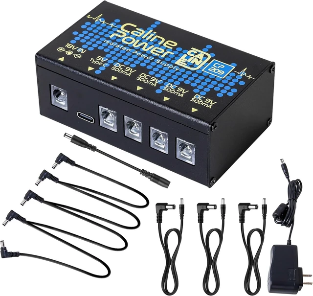 Main image of 9V 500ma Mini True Isolated Guitar Pedal Power Supply with Type-C Outlet & 4-Way Daisy Chain