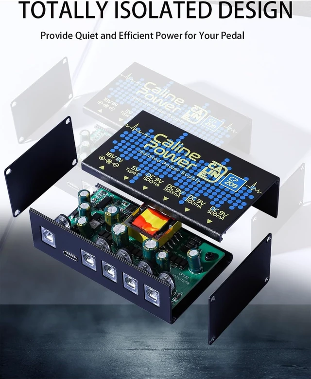 Alt view image 4 of 7 - 9V 500ma Mini True Isolated Guitar Pedal Power Supply with Type-C Outlet & 4-Way Daisy Chain