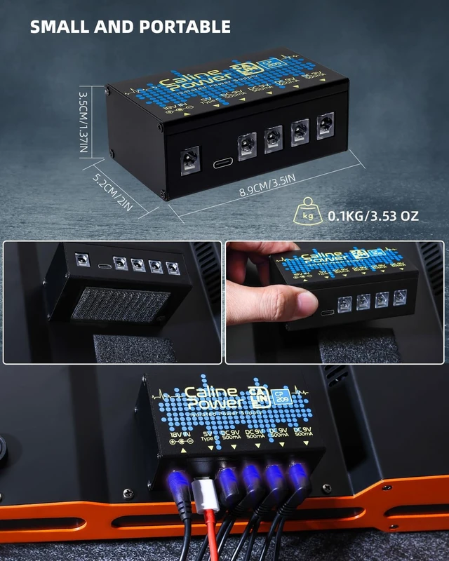 Alt view image 5 of 7 - 9V 500ma Mini True Isolated Guitar Pedal Power Supply with Type-C Outlet & 4-Way Daisy Chain
