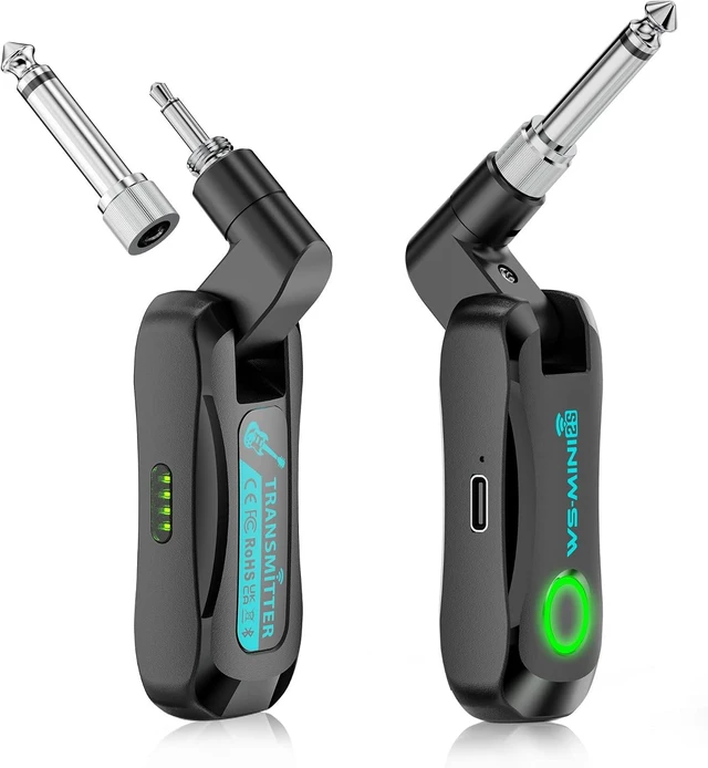 Main image of Wireless Guitar System for Electric Guitar & Bass Rechargeable 2.4G Transmitter/Receiver, Plug & Play Low-Latency Audio, 4 Channels for Stage, Practice, Studio, Keyboard & E-Drum