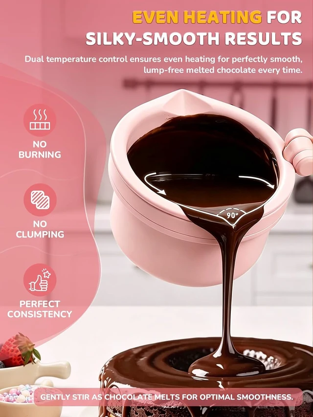 Alt view image 3 of 7 - Electric Chocolate Melting Pot 4-Cup Capacity with 2 Insert Pots