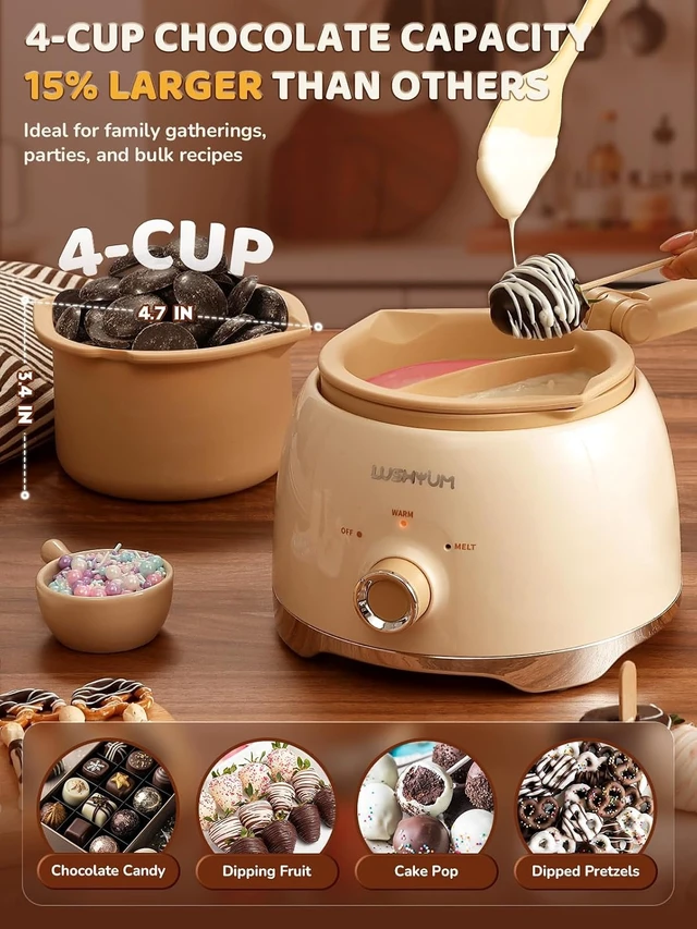 Alt view image 5 of 7 - Electric 4-Cup Chocolate Melting Pot with 2 Insert Pots