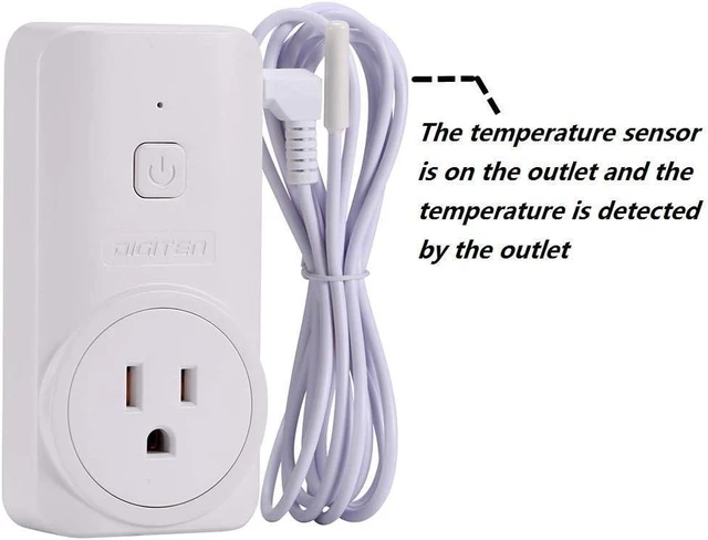 Alt view image 2 of 5 - Wireless Plug-in Temperature Controller Thermostat Outlet Remote Control Reptile/Home Thermostat with Temperature Sensor (White)