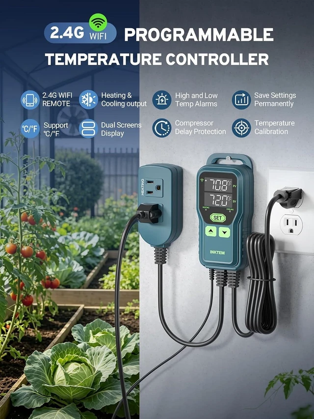 Alt view image 2 of 7 - WiFi Temperature Controller Thermostat for Greenhouse, 110~230V