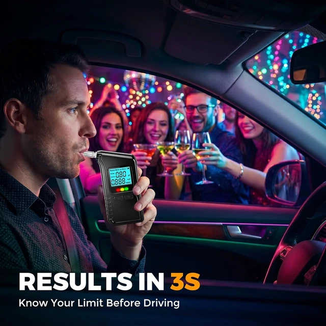 Alt view image 2 of 7 - Portable Digital Alcohol Breathalyzer BAC Tester with 20 Mouthpieces