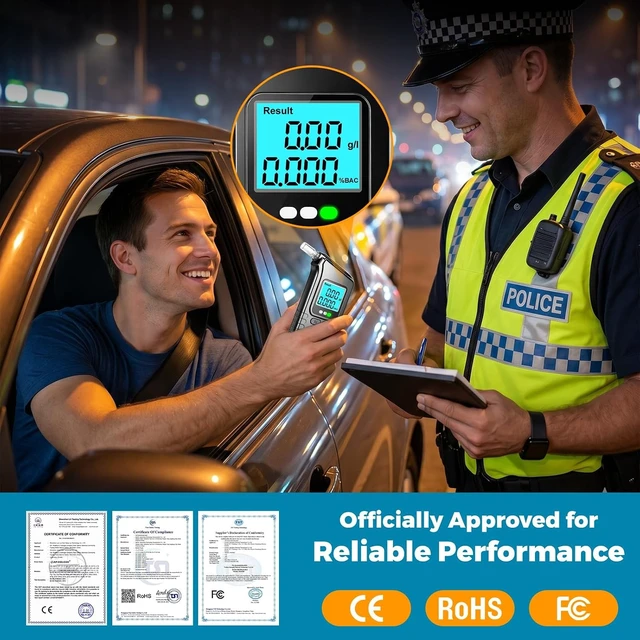 Alt view image 4 of 7 - Portable Digital Alcohol Breathalyzer BAC Tester with 20 Mouthpieces