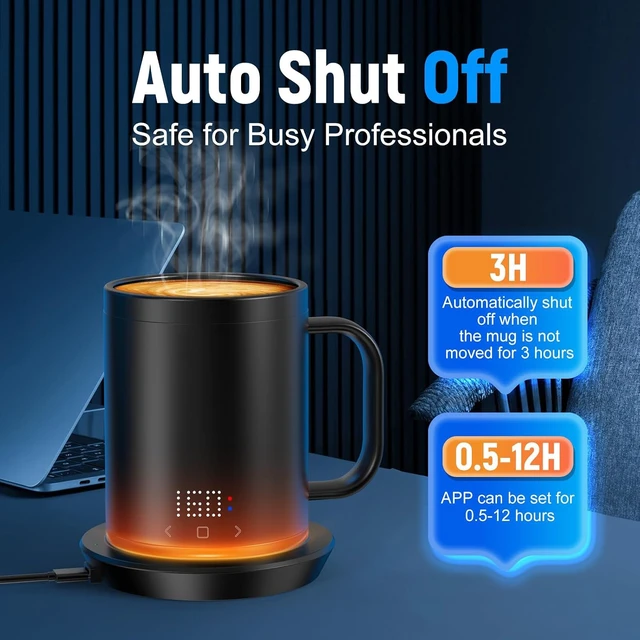 Alt view image 7 of 7 - Rechargeable Self-Heating Coffee Mug 14 Oz App-Controlled Smart Mug Warmer with LCD Screen, Fastest Heating & Adjustable Temp, 150-Min Battery Life