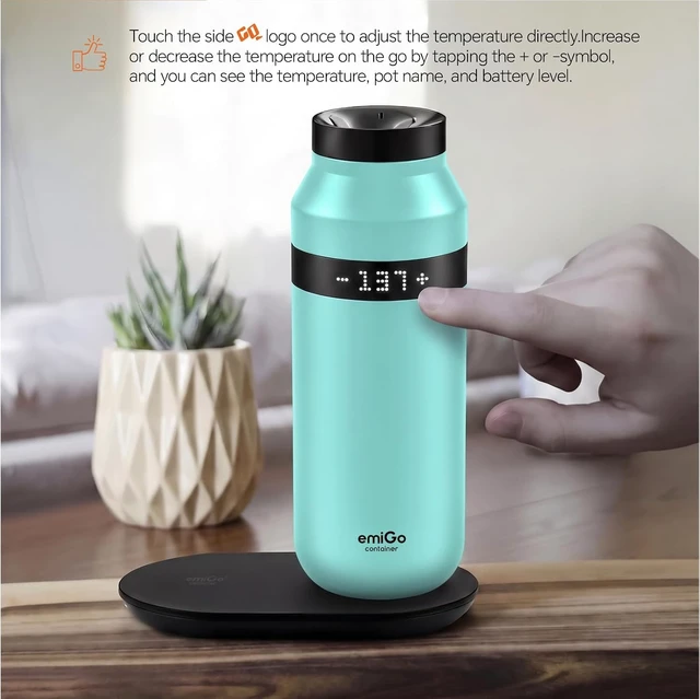 Alt view image 3 of 7 - emiGo TempMaster 16 oz Smart Heated Travel Mug with App & Manual Temp Control