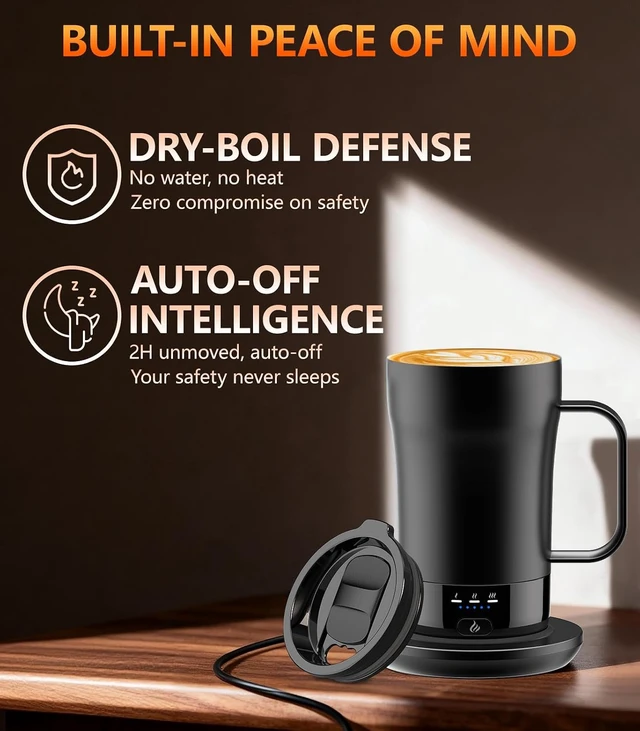 Alt view image 4 of 7 - 14oz Rechargeable Self-Heating Coffee Mug Temperature-Control Smart Cup Keeps Drinks Hot, Great Gift for Women & Slow Sippers