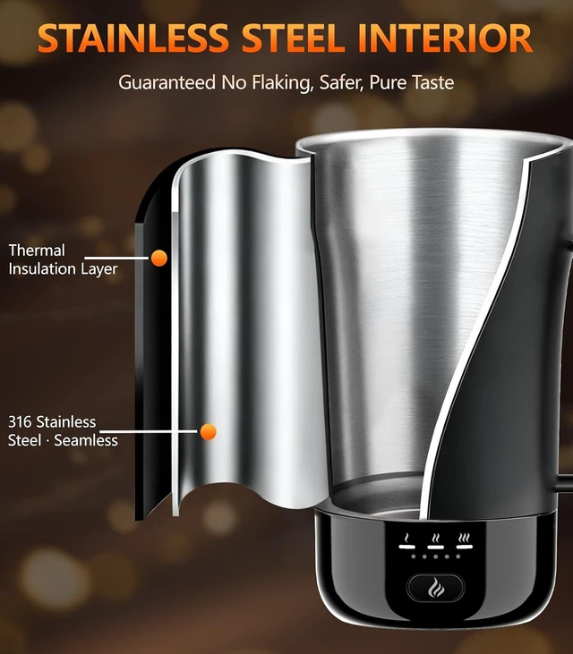 Alt view image 5 of 7 - 14oz Rechargeable Self-Heating Coffee Mug Temperature-Control Smart Cup Keeps Drinks Hot, Great Gift for Women & Slow Sippers
