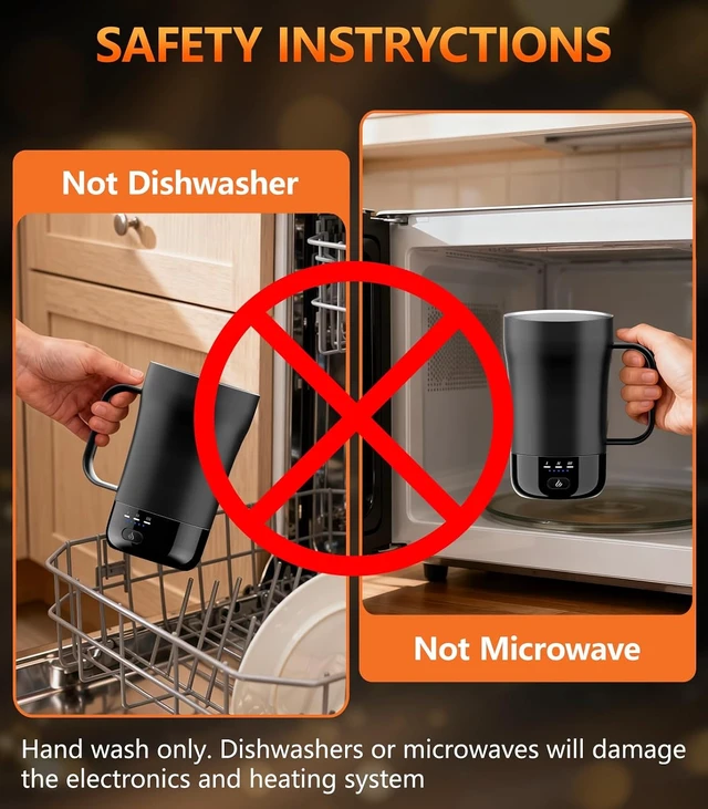 Alt view image 6 of 7 - 14oz Rechargeable Self-Heating Coffee Mug Temperature-Control Smart Cup Keeps Drinks Hot, Great Gift for Women & Slow Sippers