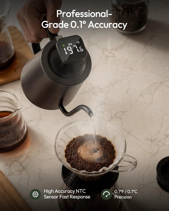 Alt view image 4 of 7 - Rechargeable Coffee Thermometer with 3-Color Temperature Indicator