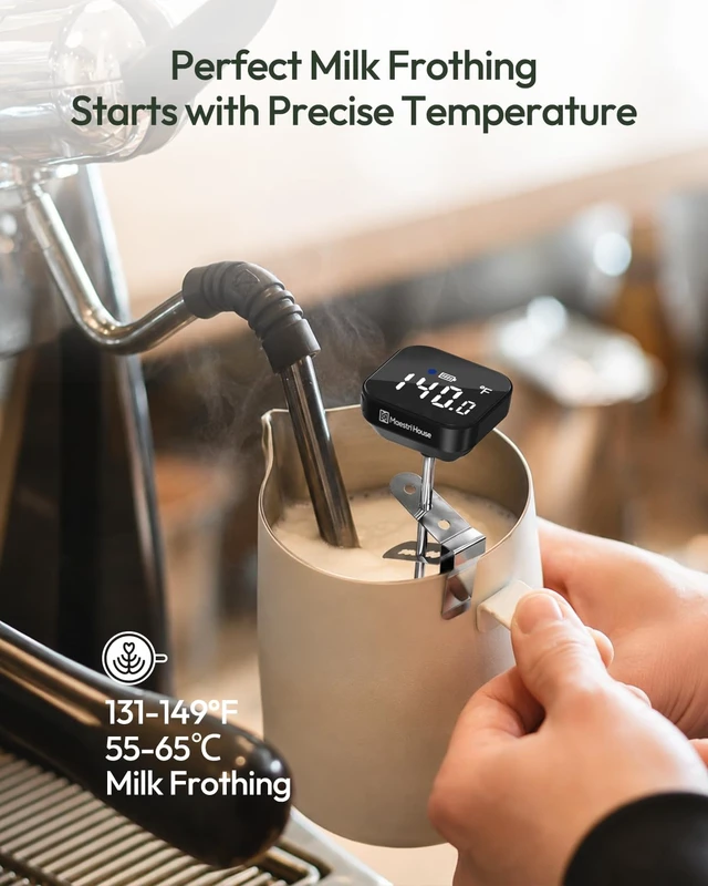 Alt view image 5 of 7 - Rechargeable Coffee Thermometer with 3-Color Temperature Indicator